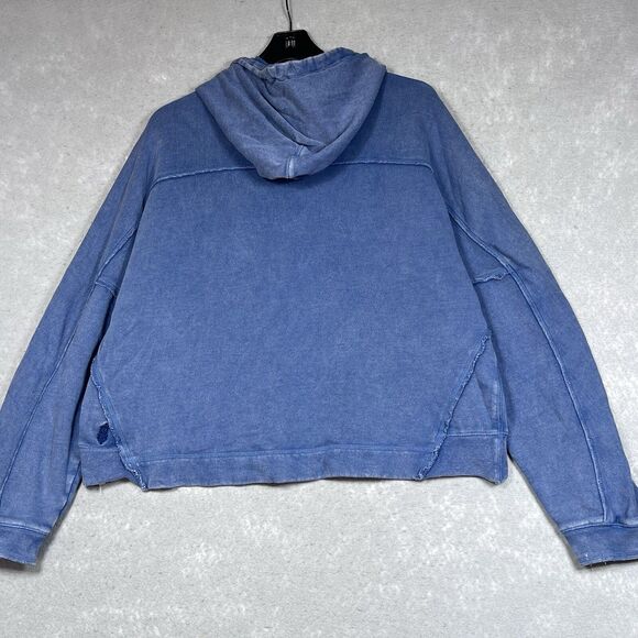 FP Movement Sweatshirt Womens Size Small Blue Hoodie Pockets Work it Out - Picture 10 of 14